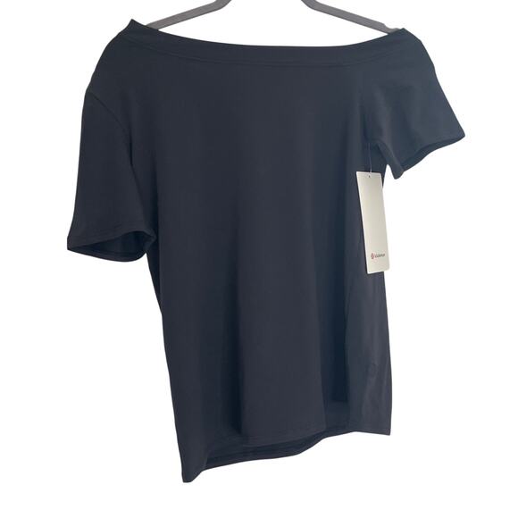 Lululemon Black Off-The-Shoulder Cotton T-Shirt size Small - Picture 2 of 5